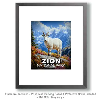 Mountain Goat - Zion Souvenir Art Prints - 8"x10" Artwork for 11"x14" Frame