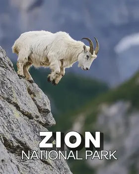 Jumping Mountain Goat - Zion Souvenir Art Prints - 8"x10" Artwork for 11"x14" Frame