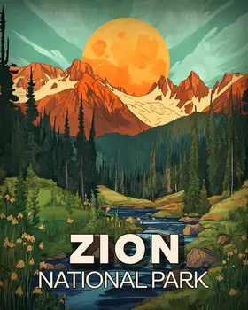 Bright Morning Sunrise - Zion Souvenir Art Prints - 8"x10" Artwork for 11"x14" Frame