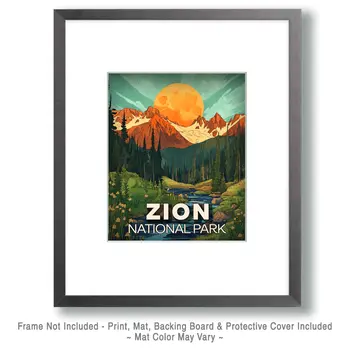 Bright Morning Sunrise - Zion Souvenir Art Prints - 8"x10" Artwork for 11"x14" Frame