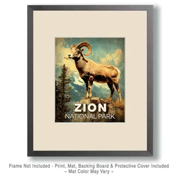 Bighorn Sheep Ram - Zion Souvenir Art Prints - 8"x10" Artwork for 11"x14" Frame