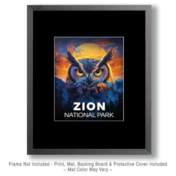 Midnight Owl - Zion Souvenir Art Prints - 8"x10" Artwork for 11"x14" Frame