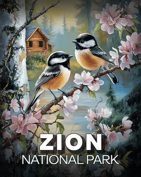 Chickadees - Zion Souvenir Art Prints - 8"x10" Artwork for 11"x14" Frame