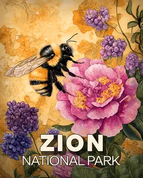 Garden Bumblebee - Zion Souvenir Art Prints - 8"x10" Artwork for 11"x14" Frame