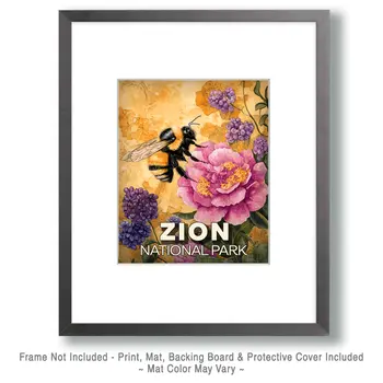 Garden Bumblebee - Zion Souvenir Art Prints - 8"x10" Artwork for 11"x14" Frame