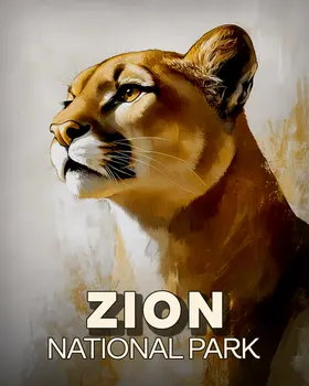 Proud Mountain Lion - Zion Souvenir Art Prints - 8"x10" Artwork for 11"x14" Frame
