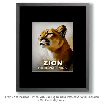 Proud Mountain Lion - Zion Souvenir Art Prints - 8"x10" Artwork for 11"x14" Frame