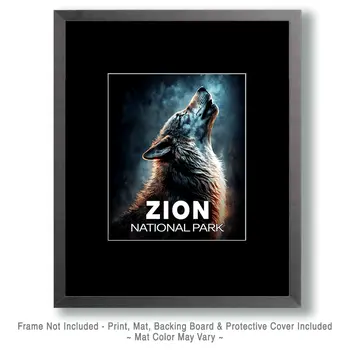 Midnight Howling Wolf - Zion Souvenir Art Prints - 8"x10" Artwork for 11"x14" Frame