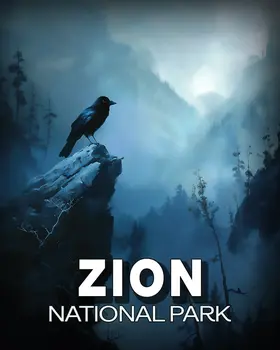 Early Morning Raven - Zion Souvenir Art Prints - 8"x10" Artwork for 11"x14" Frame