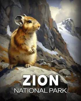 Alert Pika - Zion Souvenir Art Prints - 8"x10" Artwork for 11"x14" Frame