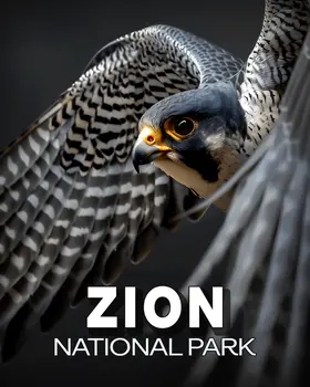 Flying Peregrine Falcon - Zion Souvenir Art Prints - 8"x10" Artwork for 11"x14" Frame