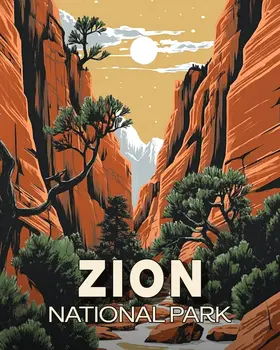 Classic View - Zion Souvenir Art Prints - 8"x10" Artwork for 11"x14" Frame