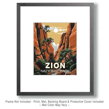 Classic View - Zion Souvenir Art Prints - 8"x10" Artwork for 11"x14" Frame