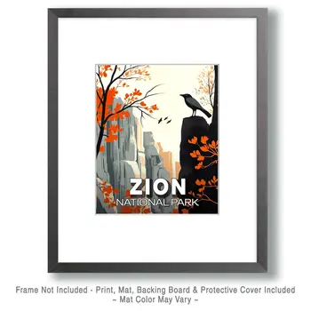 Lone Raven - Zion Souvenir Art Prints - 8"x10" Artwork for 11"x14" Frame