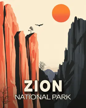 Minimalist Narrows - Zion Souvenir Art Prints - 8"x10" Artwork for 11"x14" Frame