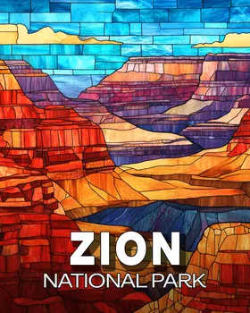 Stylized Canyon - Zion Souvenir Art Prints - 8"x10" Artwork for 11"x14" Frame