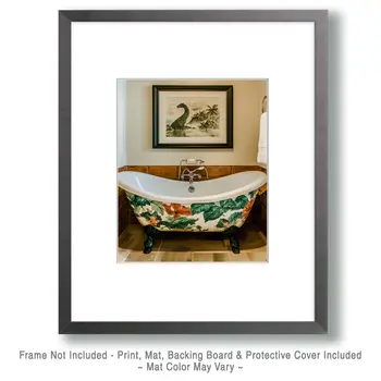 Dinosaur Artwork - Bathroom Wall Art Prints – 8″x10″ Artwork for 11″x14″ Frame