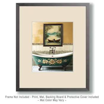 Fisherman Painting - Bathroom Wall Art Prints – 8″x10″ Artwork for 11″x14″ Frame