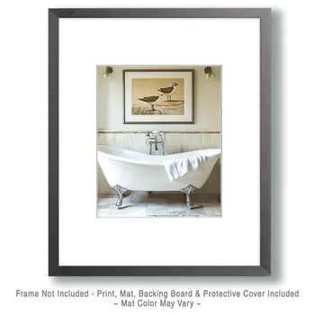 Plover Painting - Bathroom Wall Art Prints – 8″x10″ Artwork for 11″x14″ Frame