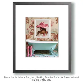 Pink Cowgirl - Bathroom Wall Art Prints – 8″x10″ Artwork for 11″x14″ Frame