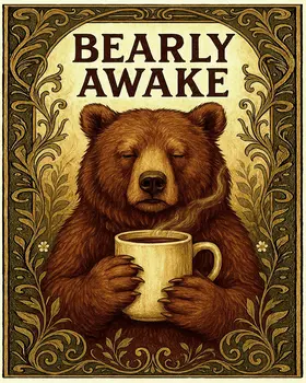 Bearly Awake - Punny Animals Art Prints – 8″x10″ Artwork for 11″x14″ Frame