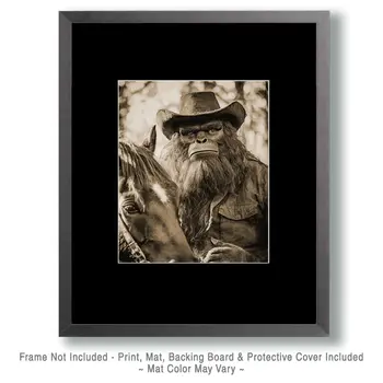 Bigfoot with His Trusty Horse - Bigfoot Art Prints – 8″x10″ Artwork in 11″x14″ Mat