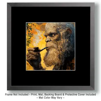 Sasquatch Smoking Weed - Bigfoot Art Prints – 8″x8″ Artwork in 12″x12″ Mat