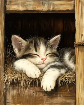 Lazy Day - Cat & Kitten Art Prints - 8"x10" Artwork for 11"x14" Frame