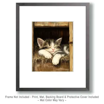 Lazy Day - Cat & Kitten Art Prints - 8"x10" Artwork for 11"x14" Frame
