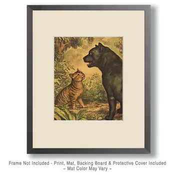 Explaining to a Cat is Impossible - Cat & Kitten Folk Art Prints - 8"x10" Artwork for 11"x14" Frame