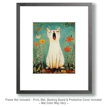 Kitty Song - Cat & Kitten Folk Art Prints - 8"x10" Artwork for 11"x14" Frame