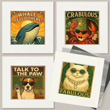 Talk to the Paw - Punny Animals Art Prints – 8″x10″ Artwork for 11″x14″ Frame