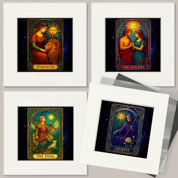 The Queen of Pentacles - Tarot Card Art Prints – 8″x10″ Artwork for 11″x14″ Frame