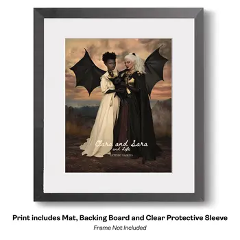 Clara and Sara Goth Fairies - Very Grim Fairytale Prints – 8″x10″ Artwork in 10″x12″ Mat