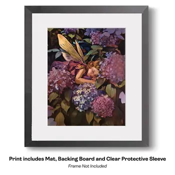 Fairy Peeking Out From Poppy – 8″x10″ Artwork in 10″x12″ Mat