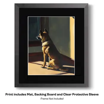 German Shepherd at Window - Pet Dog Still Life Wall Art Prints – 8″x10″ Artwork for 11″x14″ Frame