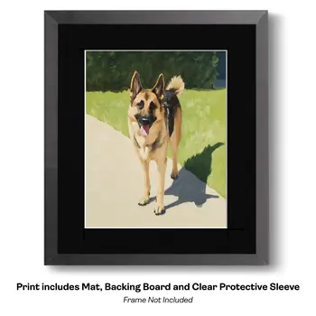 German Shepherd at Window - Pet Dog Still Life Wall Art Prints – 8″x10″ Artwork for 11″x14″ Frame