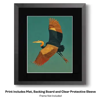 Art Nouveau Great Blue Heron 2 – 8″x10″ Artwork for 11″x14″ Frame