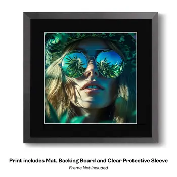 Hippie Girl Meditating Art Print –  8″x8″ Artwork for 12″x12″ Frame