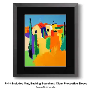 Chapel on the Plaza Abstract Impressionism - Southwestern Art Prints 8"x10" Artwork for 11"x14" Frame