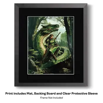 Unicorn Wolf Hybrid Forest Creature art print - Fantasy Quest Adventure Prints – 8″x10″ Artwork in 12″x14″ Mats