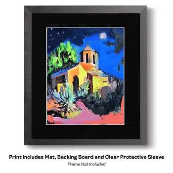 Chapel on the Plaza Abstract Impressionism - Southwestern Art Prints 8"x10" Artwork for 11"x14" Frame