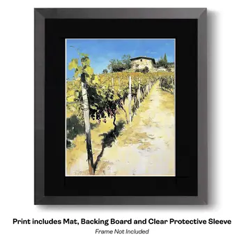 Italian Vineyard - Wine Wall Art Prints – 8″x10″ Artwork for 11″x14″ Frame