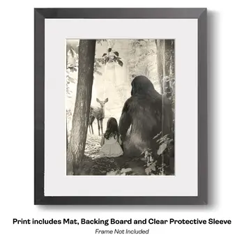 Bigfoot and Boy and Silver Carp - Cryptids  8"x10" Artwork for 10"x12" Frame