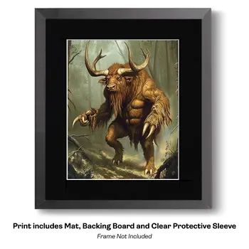 Unicorn Wolf Hybrid Forest Creature art print - Fantasy Quest Adventure Prints – 8″x10″ Artwork in 12″x14″ Mats