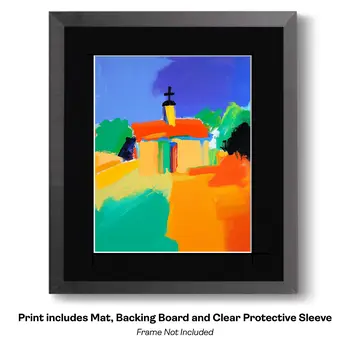 Chapel on the Plaza Abstract Impressionism - Southwestern Art Prints 8"x10" Artwork for 11"x14" Frame