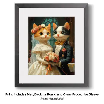 Kitten Couple at the County Fair  - Anthropomorphic Cat Wall Art Prints – 8″x10″ Artwork for 11″x14″ Frame