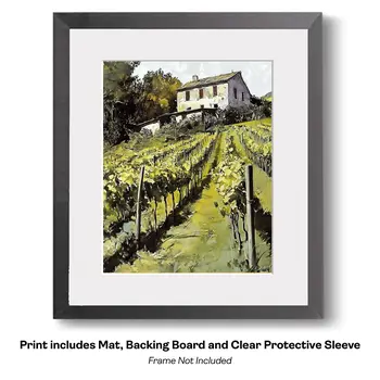 Italian Vineyard - Wine Wall Art Prints – 8″x10″ Artwork for 11″x14″ Frame