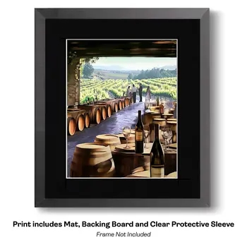 Vineyard Walk With Henry and Pete - Wine Wall Art Prints – 8″x10″ Artwork for 11″x14″ Frame