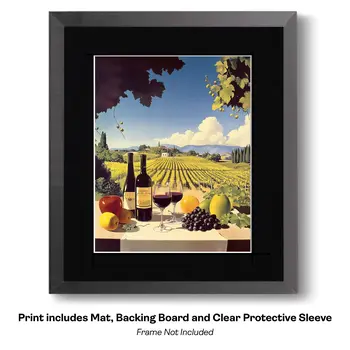 Vineyard Walk With Henry and Pete - Wine Wall Art Prints – 8″x10″ Artwork for 11″x14″ Frame
